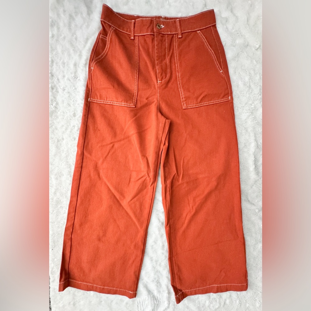 UNITED COLORS OF BENETTON Rust Orange Wide Leg Cropped Jean
